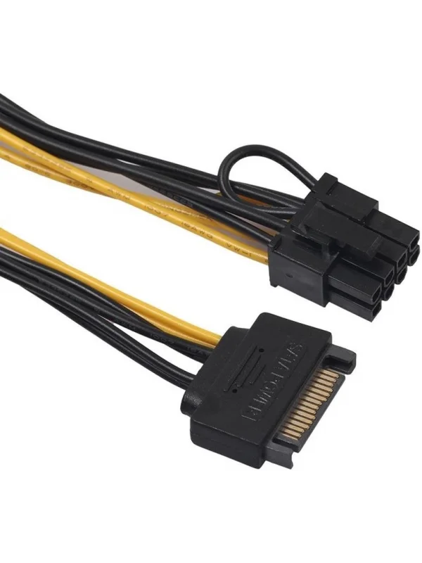 Alfais 5062 Sata To 6+2 Pin 8 Pin Ekran Kartı Power Çevirici Kablo Bakır 20 cm
