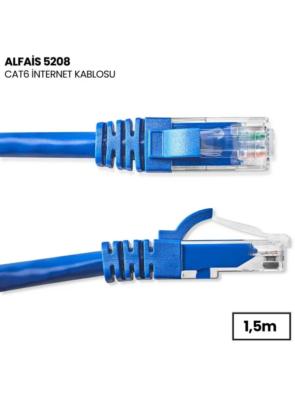 Alfais 5208 Cat6e Ethernet Patch İnternet Adsl Kablosu 1.5 Metre