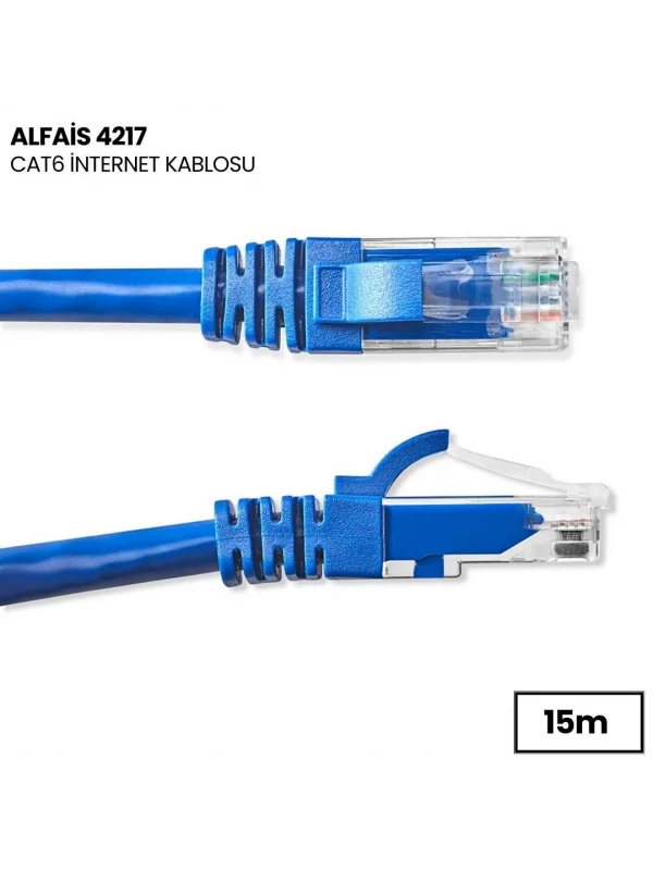 Alfais 4217 Cat6 İnternet Ethernet Rj45 Lan Kablosu 15 Metre