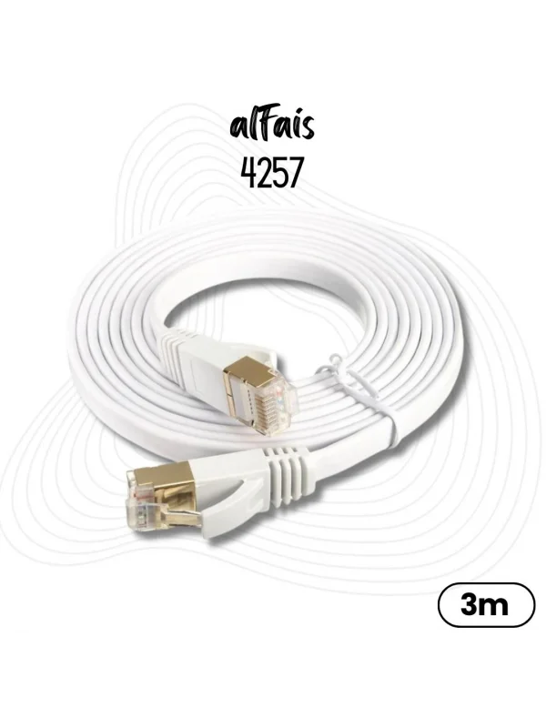 Alfais 4257 Cat7 Ethernet Rj45 Internet Kablosu 3 Metre Yassı 10gbps 600mhz