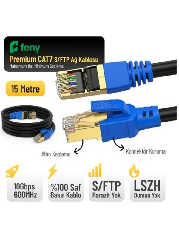 Feny Cat7 Ethernet Kablosu 15 Metre S/FTP LSZH | FN-CAT7LS15
