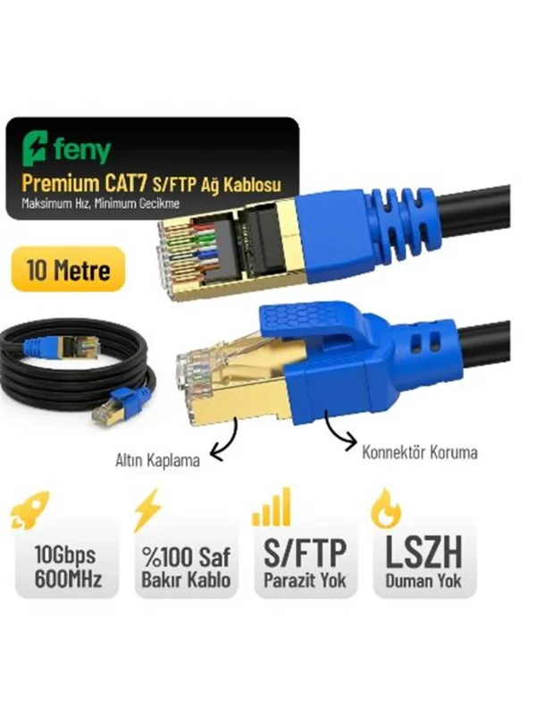 Feny Cat7 Ethernet Kablosu 10 Metre S/FTP LSZH | FN-CAT7LS10