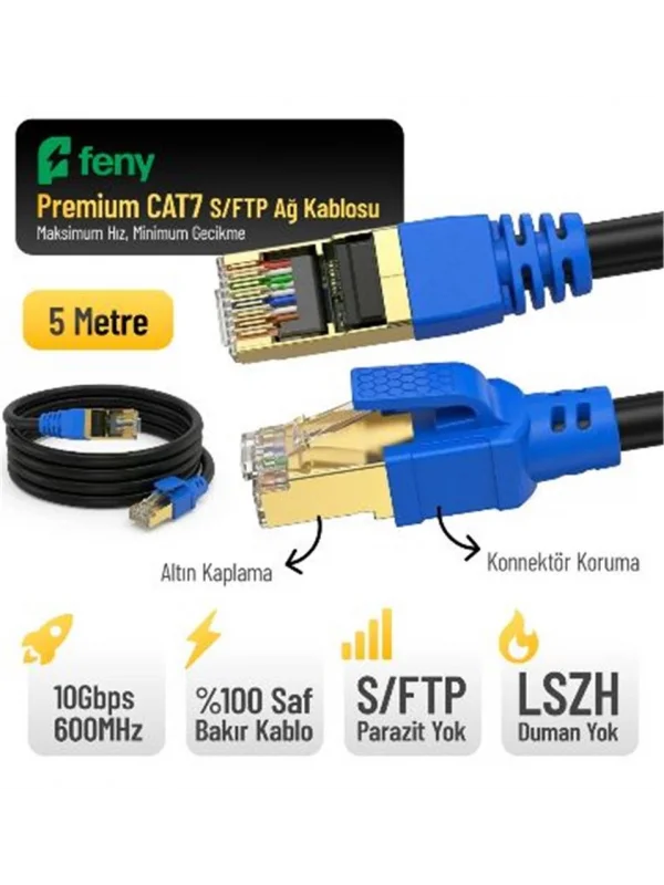 Feny Cat7 Ethernet Kablosu 5 Metre S/FTP LSZH | FN-CAT7LS05