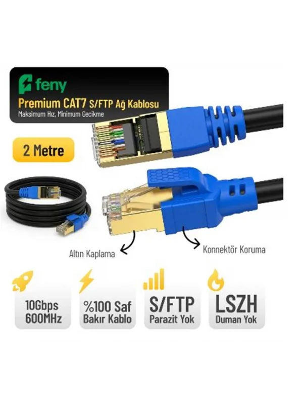 Feny Cat7 Ethernet Kablosu 2 Metre S/FTP LSZH | FN-CAT7LS02