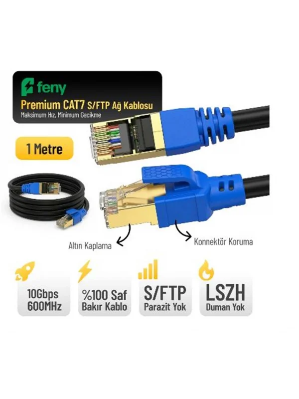 Feny Cat7 Ethernet Kablosu 1 Metre S/FTP LSZH | FN-CAT7LS01