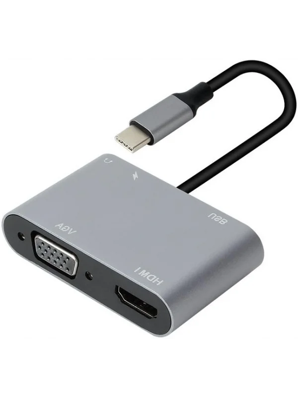 Vcom Type-C Hub 5-in-1 HDMI VGA USB 3.0 100W PD Çevirici Adaptör | CU4511