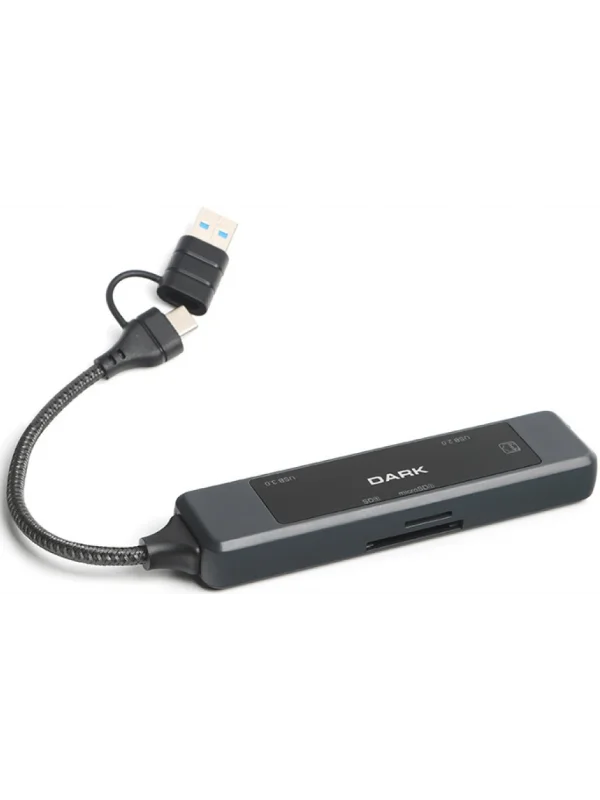 Dark USB-C & USB-A 5 Port Multi HUB Ethernet ve Kart Okuyucu | DK-AC-USB350L
