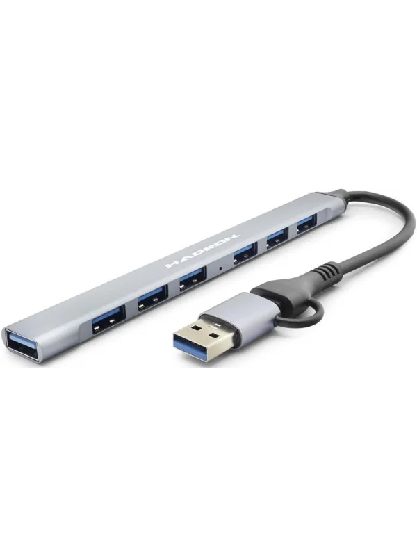 Hadron Type-C & USB-A Hub 7 Port Çoklayıcı Gri | HDX7857