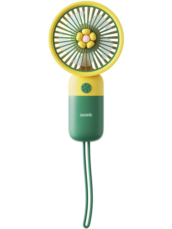 Asonic Taşınabilir USB El Fanı Yeşil 250mAh Jack Girişli | AFN24