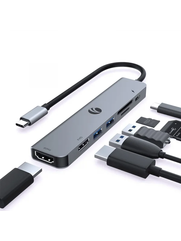 VCOM Çift HDMI USB-C Docking Station 7 in 1 4K 60Hz PD | CUE39