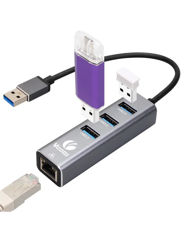 VCOM USB 3.0 to RJ45 Gigabit Ethernet ve 3 Port USB Hub | DH312B
