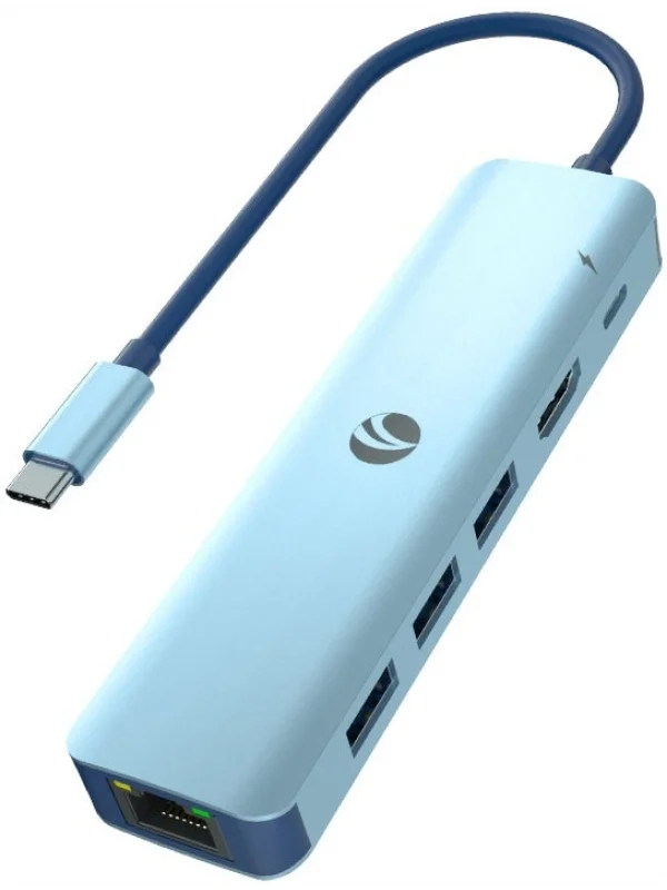 VCOM 6 in 1 USB-C Hub Mavi HDMI 4K RJ45 PD 3.0 100W | CUE55