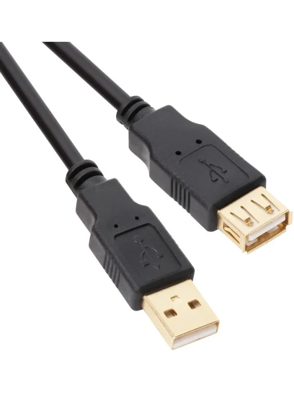 VCOM USB 2.0 Uzatma Kablosu 1.5m Nikel Kaplama Siyah | CU202-B-1.5