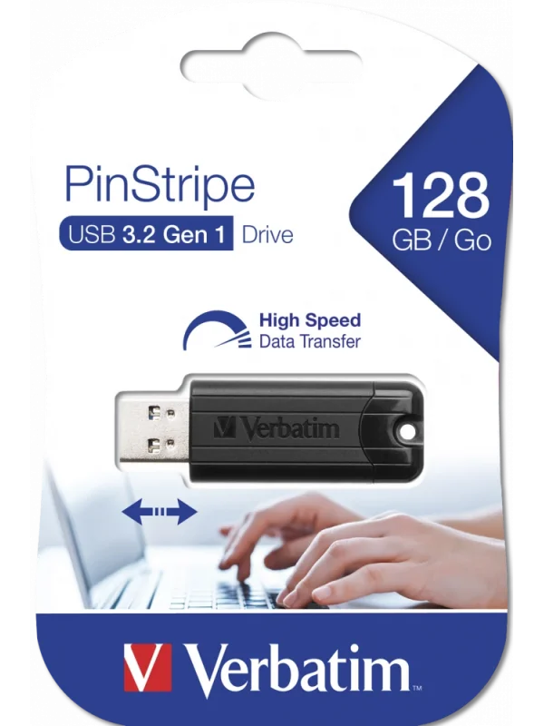 Verbatim PinStripe 128GB USB 3.2 Gen 1 Bellek Siyah | 49319