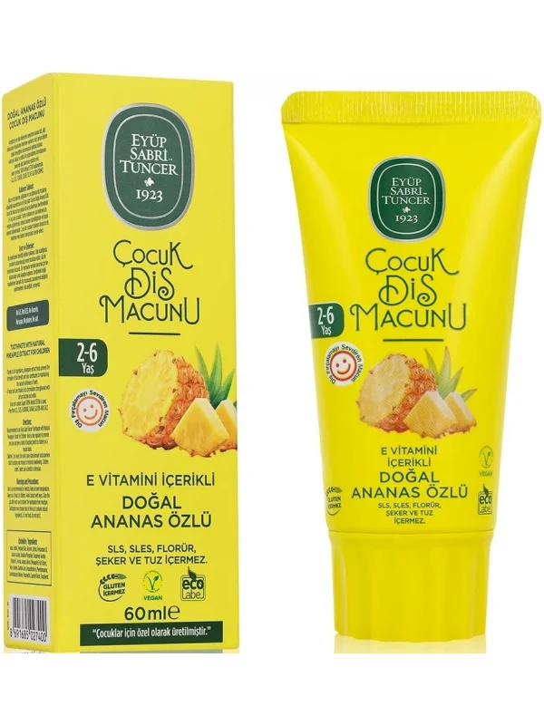 Eyüp Sabri Tuncer Doğal Ananas Özlü 2-6 Yaş Çocuk Diş Macunu 60 ml