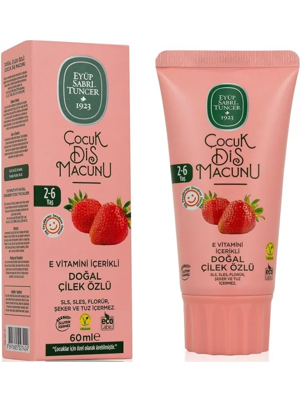 Eyüp Sabri Tuncer Doğal Çilek Özlü 2-6 Yaş Çocuk Diş Macunu 60 ml