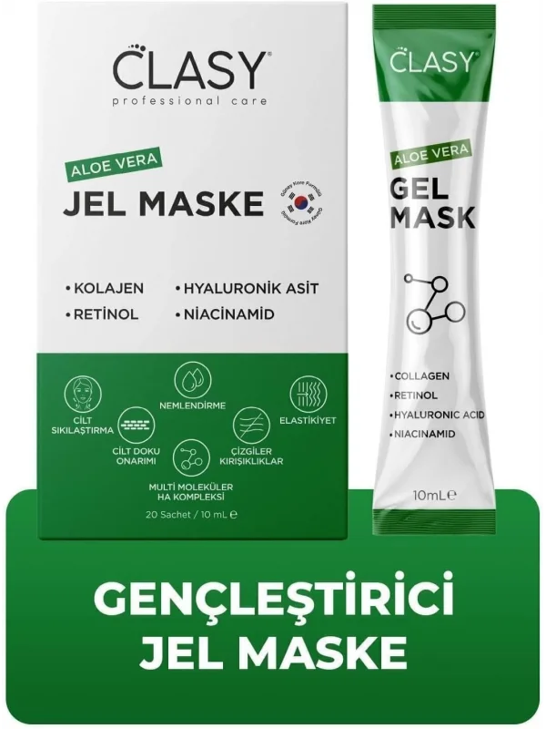 Clasy Care Aloevera Gel Mask - Gençleştirici Jel Maske 20li