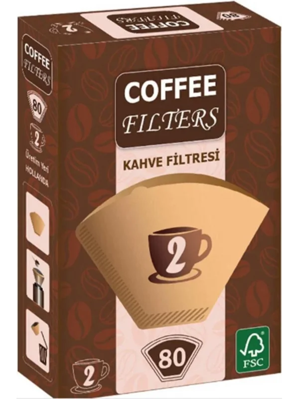 Coffee Filters Filtre Kahve Kağıdı 1x2 Brown No:2 80li Paket