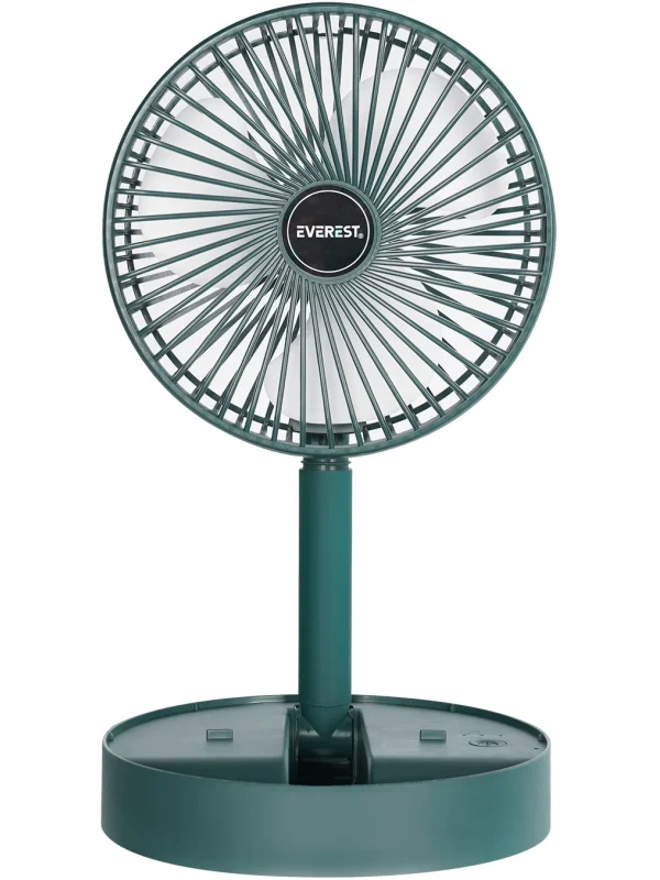 Everest Masaüstü Usb Fan Vantilatör, Şarj Edilebilir 800 mah, Yeşil EFN-605