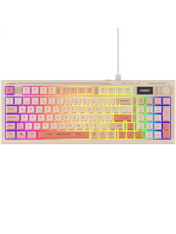 Everest Silent Pro Sessiz Rgb Q Membrane Oyuncu Klavyesi Bej/Pembe/Turuncu Kb-79