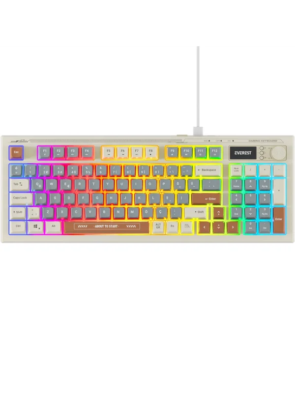 Everest Silent Pro Sessiz Rgb Q Membrane Oyuncu Klavyesi Mavi/Gri/Kahve Kb-79