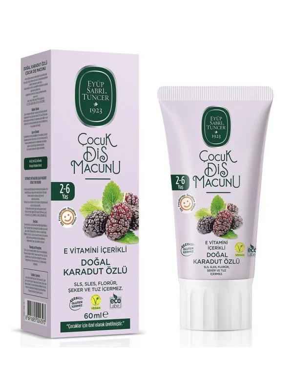 Eyüp Sabri Tuncer Doğal Karadut Özlü Çocuk Diş Macunu, 2-6 Yaş, 60 ml