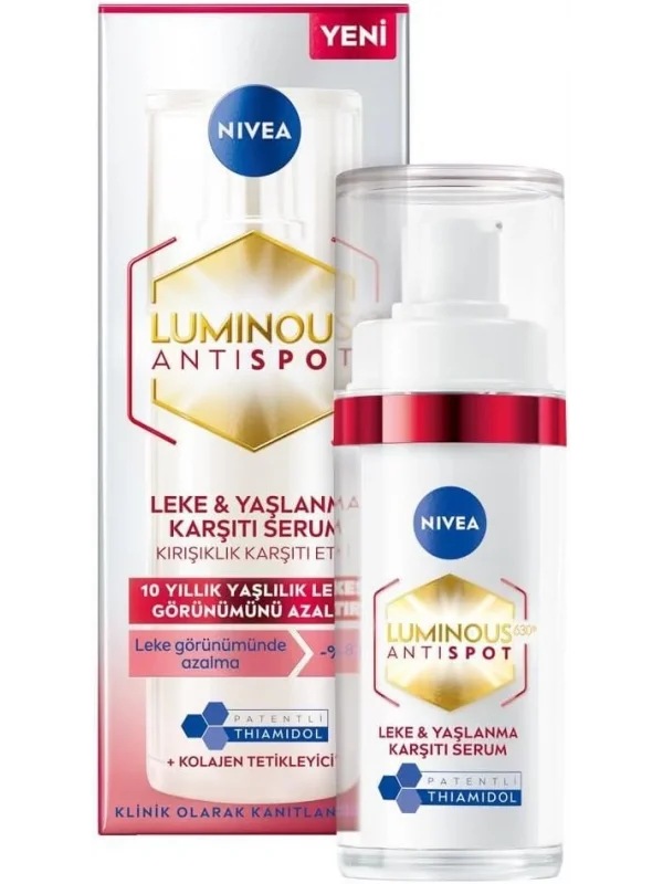 Nivea Luminous630 Leke & Yaşlanma Karşıtı Serum 30 ml, Hyaluronik Asit ve Kolajen Tetikleyici, Cilt Sıkılaştırıcı Serum