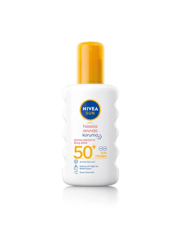 Nivea Sun SPF 50 Anında Koruma Vücut Güneş Spreyi 200ml, Güneş Alerjisine Karşı Etki, Hassas Cilt, UVA UVB