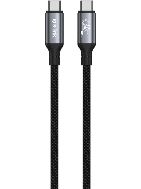 S-link 240W Type-C to Type-C Örgülü 8K 40Gbps Şarj Data Kablosu 1.2m | DCC-01