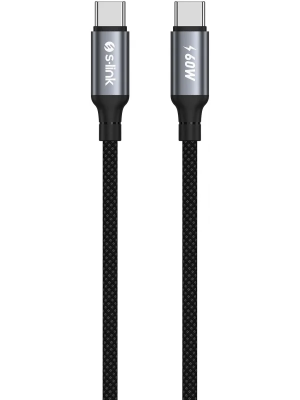 S-link 60W Type-C to Type-C PD Örgülü Şarj Kablosu 1.2m | Armor CC-01