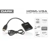 Dark HDMI to VGA + Ses Dönüştürücü Çevirici DK-HD-AHDMIXVGA