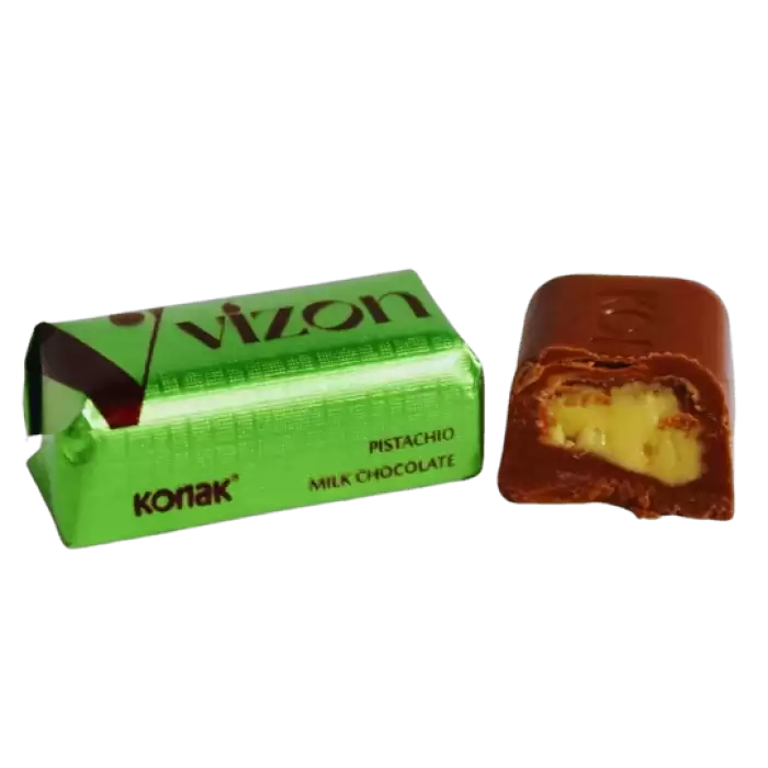 Vizon Antep Fıstığı Parçacıklı Krema Dolgulu Sütlü Çikolata (1000 Gr)