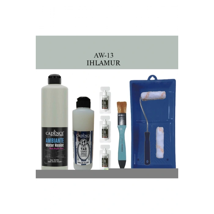 Cadence Boya Fayans Tezgah B-Ambiente Islak Zemin Aw-13 Ihlamur 500Ml Katalizör 30Gr Taş Vernik 250 Saten Rulo Set