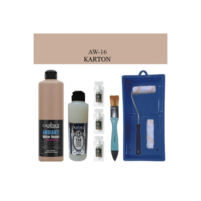 Cadence Boya Fayans Tezgah B-Ambiente Islak Zemin Aw-16 Karton 500Ml Katalizör 30Gr MAT Taş Vernik 250 Saten Rulo Set