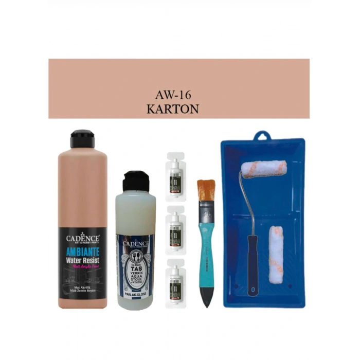 Cadence Boya Fayans Tezgah B-Ambiente Islak Zemin Aw-16 Karton 500Ml Katalizör 30Gr Taş Vernik 250 Saten Rulo Set