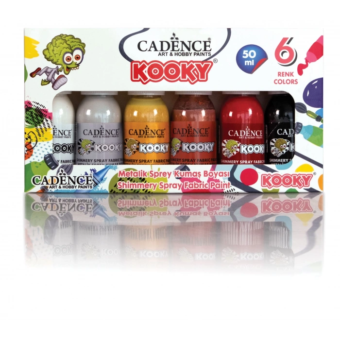 CADENCE KOOKY SPREY KUMAŞ METALİK BOYA 6LI 50ML