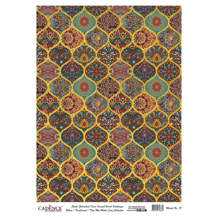 DESENLİ (BASKILI) ALTIN VARAK PİRİNÇ DEKOPAJ MODEL-19 30X42