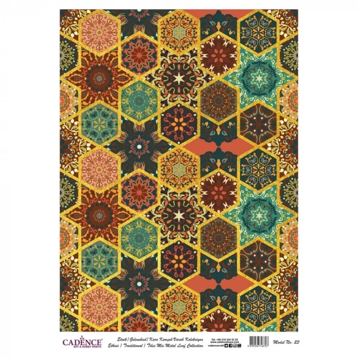 DESENLİ (BASKILI) ALTIN VARAK PİRİNÇ DEKOPAJ MODEL-23 30X42