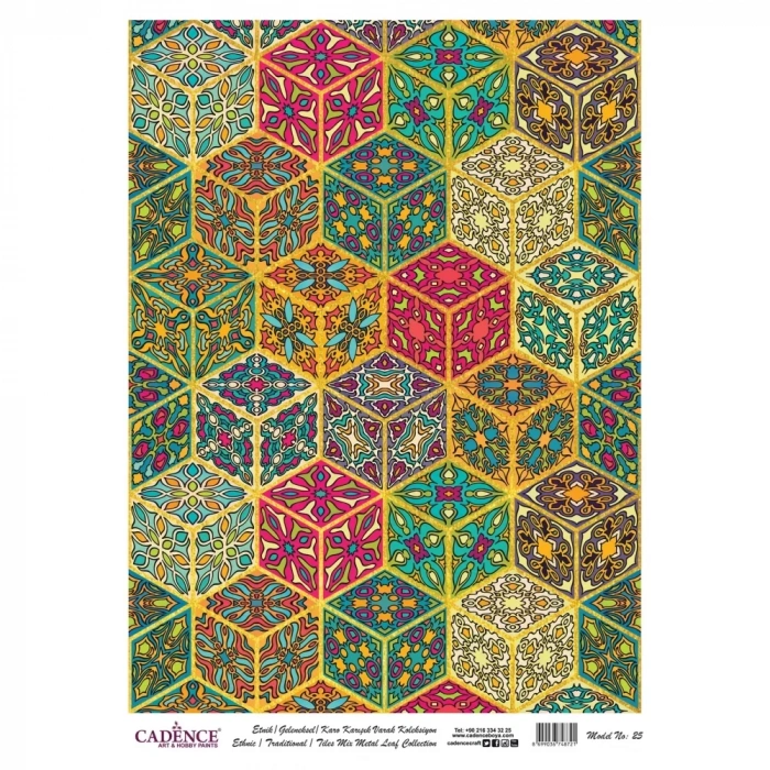 DESENLİ (BASKILI) ALTIN VARAK PİRİNÇ DEKOPAJ MODEL-25 30X42