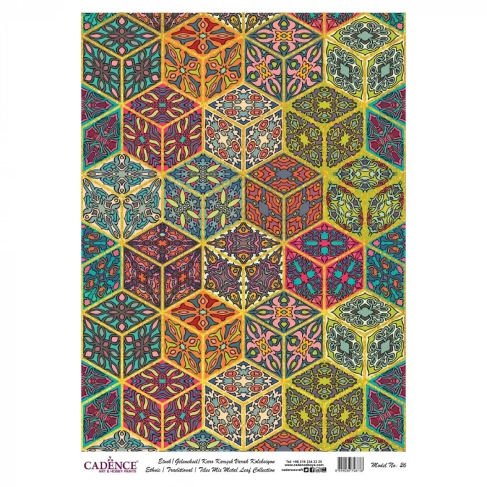 DESENLİ (BASKILI) ALTIN VARAK PİRİNÇ DEKOPAJ MODEL-26 30X42