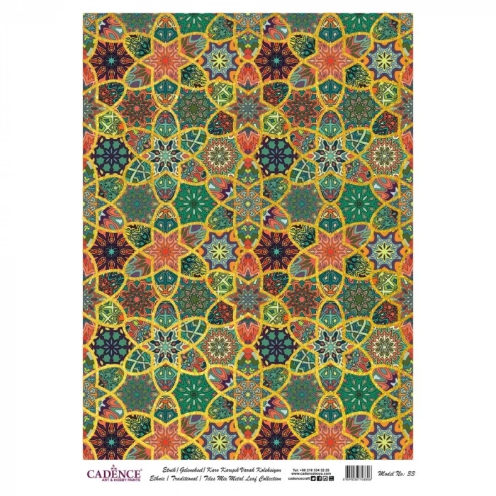 DESENLİ (BASKILI) ALTIN VARAK PİRİNÇ DEKOPAJ MODEL-33 30X42