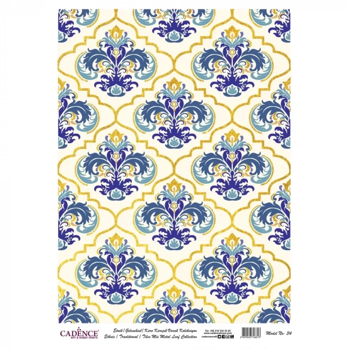 DESENLİ (BASKILI) ALTIN VARAK PİRİNÇ DEKOPAJ MODEL-34 30X42