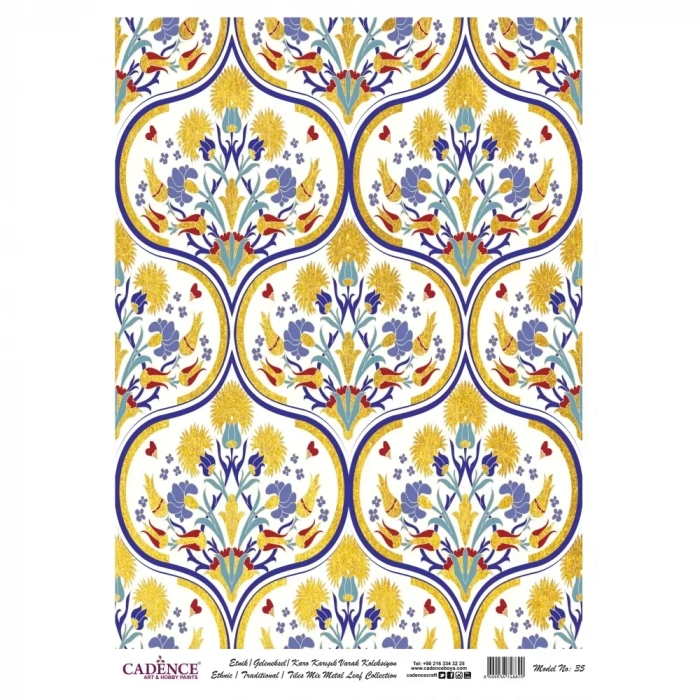 DESENLİ (BASKILI) ALTIN VARAK PİRİNÇ DEKOPAJ MODEL-35 30X42