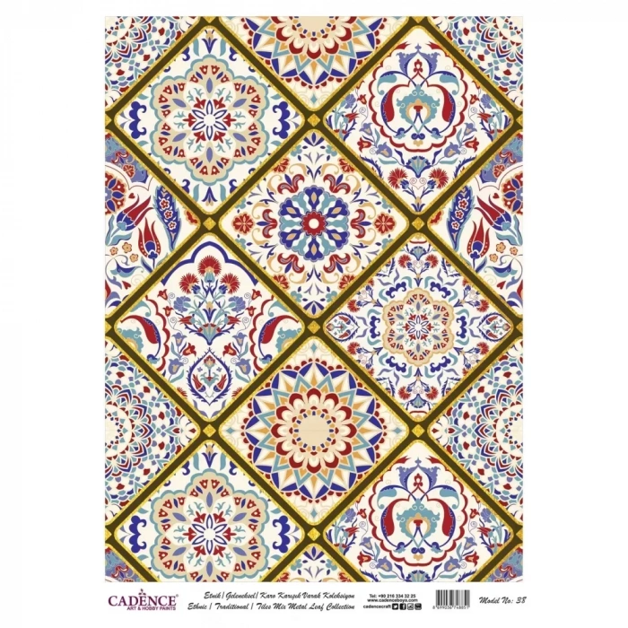 DESENLİ (BASKILI) ALTIN VARAK PİRİNÇ DEKOPAJ MODEL-38 30X42