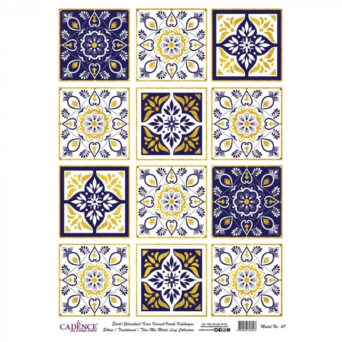 DESENLİ (BASKILI) ALTIN VARAK PİRİNÇ DEKOPAJ MODEL-47 30X42