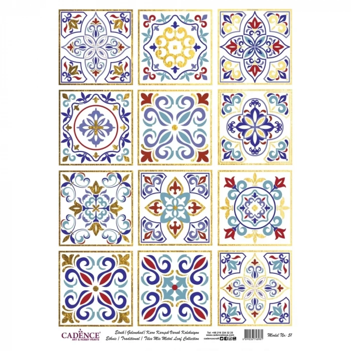 DESENLİ (BASKILI) ALTIN VARAK PİRİNÇ DEKOPAJ MODEL-51 30X42