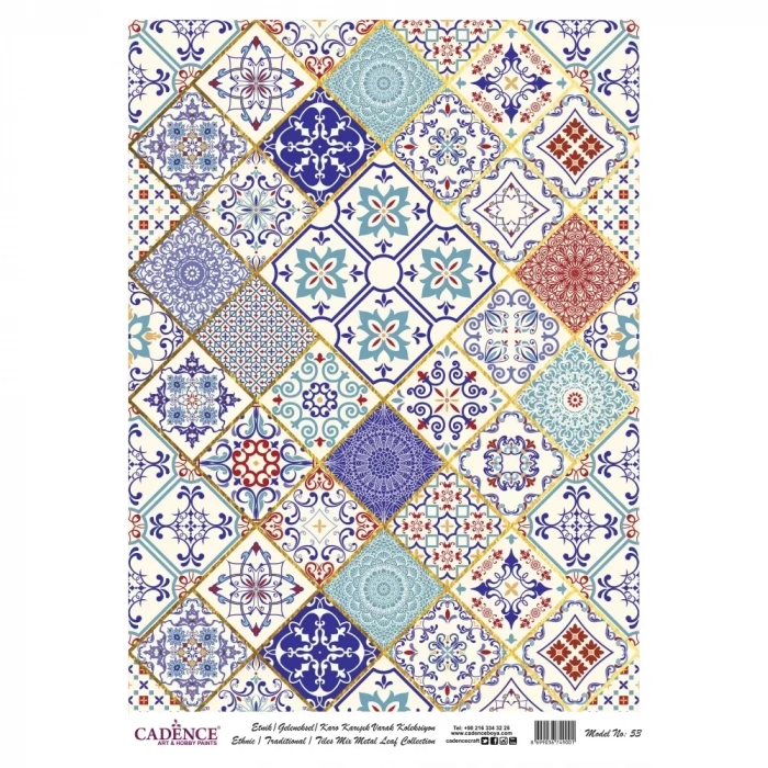 DESENLİ (BASKILI) ALTIN VARAK PİRİNÇ DEKOPAJ MODEL-53 30X42