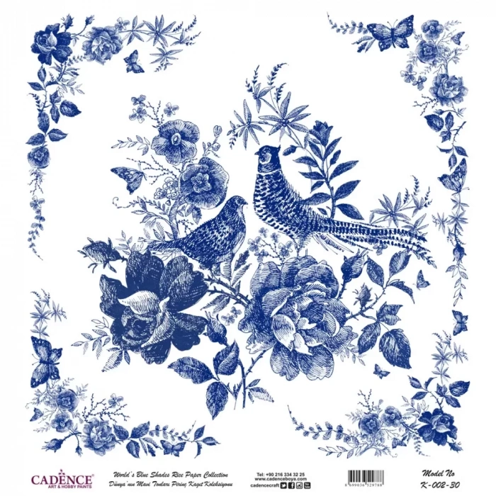 DÜNYANIN MAVİ TONLARI PİRİNÇ KOLEKSİYON BEYAZ ZEMİN K-002 30X30