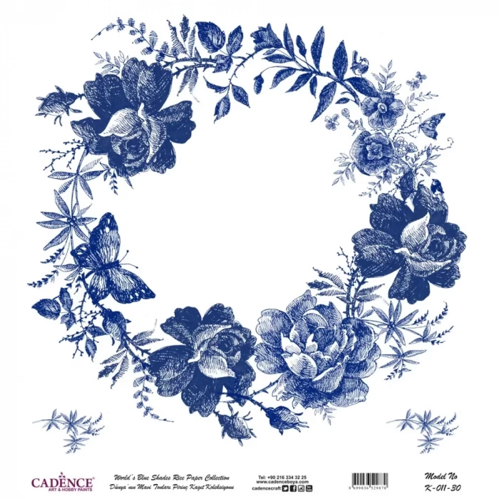 DÜNYANIN MAVİ TONLARI PİRİNÇ KOLEKSİYON BEYAZ ZEMİN K-011 30X30