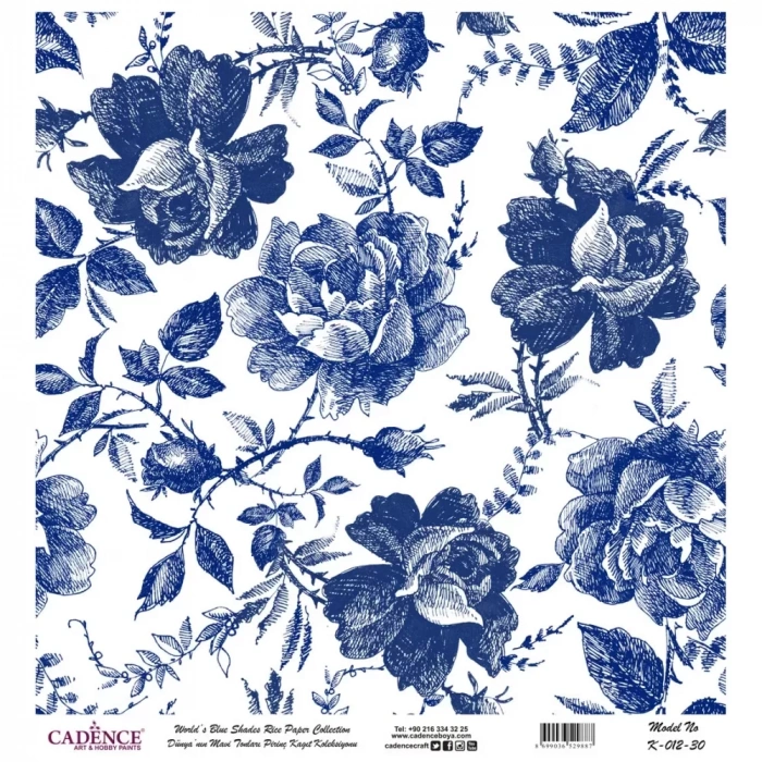 DÜNYANIN MAVİ TONLARI PİRİNÇ KOLEKSİYON BEYAZ ZEMİN K-012 30X30